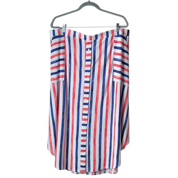 Lane Bryant Striped Crepe Midi Skirt - Picture 4 of 11